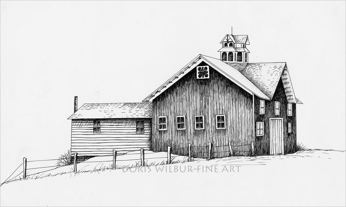 Limited Edition Print of "Little Meadows Barn" by Doris Wilbur-Artist, 8x10 print, farmhouse decor, wall art, ready to frame, barn, country