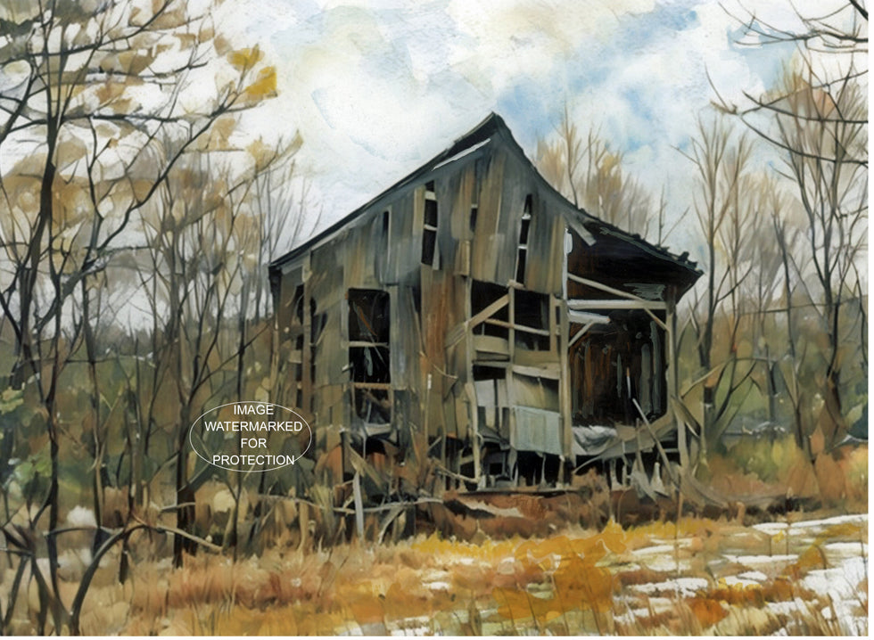 Original Artwork "Simpson Road Barn" by Doris Wilbur-Artist. Finest Quality Limited Edition, gift, ready to frame, country decor, old barns