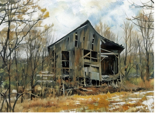 Original Artwork "Simpson Road Barn" by Doris Wilbur-Artist. Finest Quality Limited Edition, gift, ready to frame, country decor, old barns