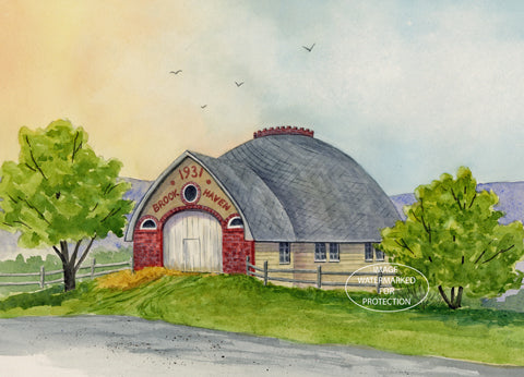 Barn Art, Limited Edition Print "Brookhaven" by Doris Wilbur-Artist, country farmhouse decor, rural, dairy, gift, wall art, old buildings