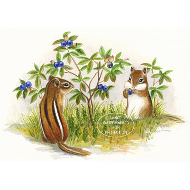 Limited Edition Print "Chipmunks" by Doris Wilbur-Artist, wall art, ready to frame, country decor, nature art, farmhouse decor, animals art