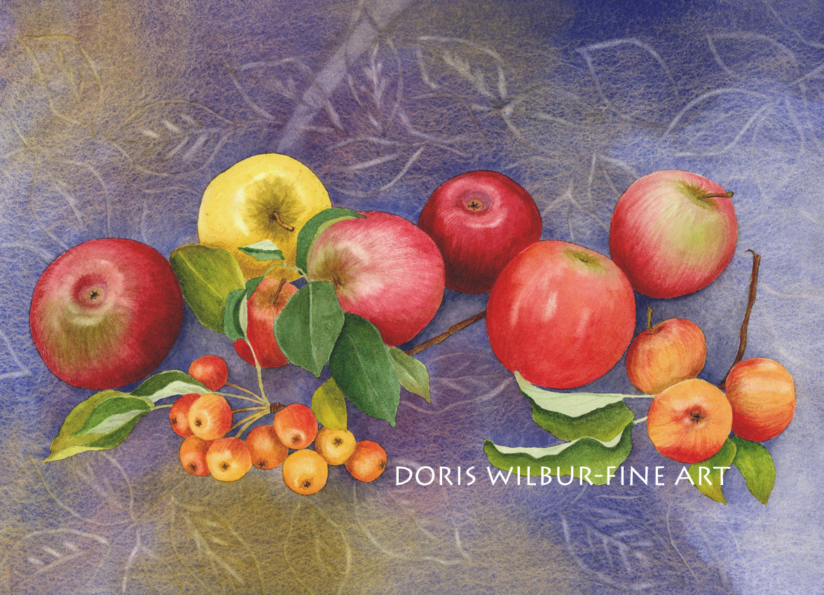Floral Art "Crab Apples" by Doris Wilbur Artist, Watercolor Art, Artwork, Nature, Prints, Wall Art, Flowers, Limited Edition