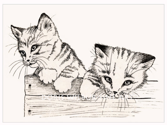 Art of Kittens by Doris Wilbur-Artist, 8x10 print, farmhouse decor, country decor, cat, gift, quality print wall art ready to frame drawing