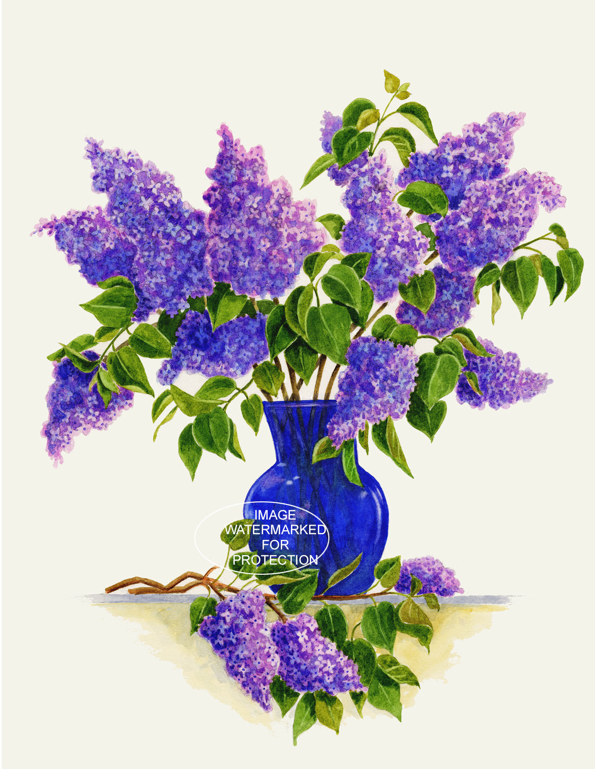 Floral Art "Lilacs" by Doris Wilbur Artist, Watercolor Art, Artwork, Nature, Prints, Wall Art, Flowers, Limited Edition