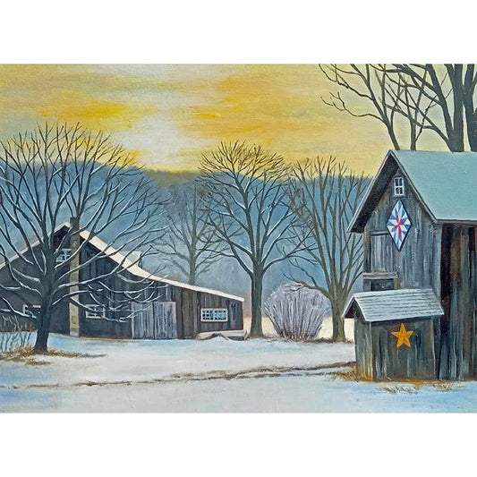 Limited Edition Print of oil painting "Maine, NY Barn" by Doris Wilbur-Artist, farmhouse decor, gift, country, rustic, wall art, landscape