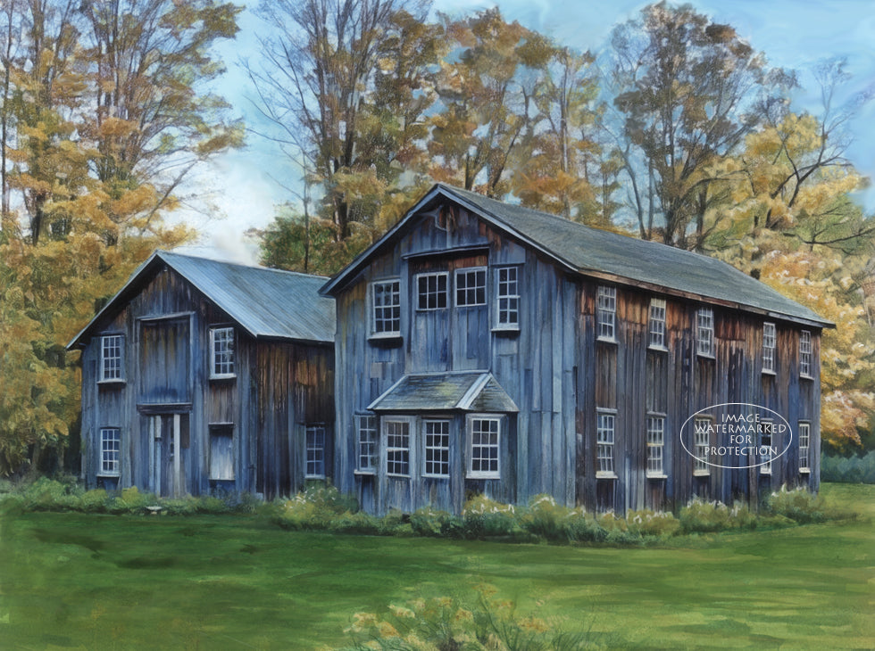 Barn Art, Limited Edition Print "Maine, NY Wagon Works" by Doris Wilbur-Artist, country decor, farmhouse, rural, gift Americana, handmade