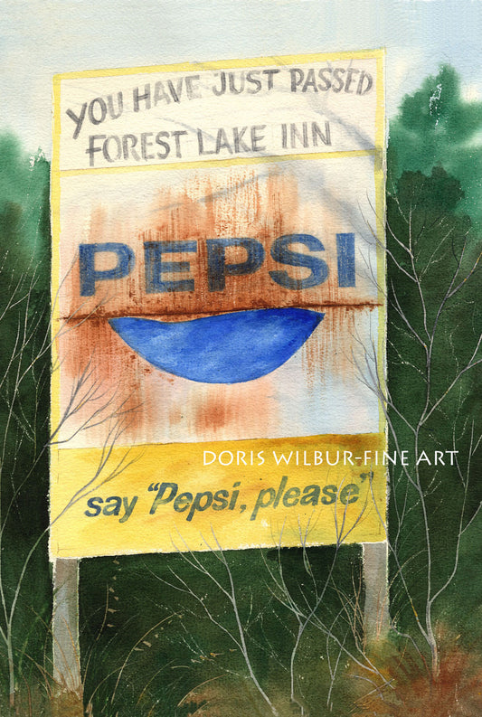 Limited Edition print "Forest Lake Inn" by Doris Wilbur-Artist, farmhouse decor, country decor, watercolor painting, wall art ready to frame