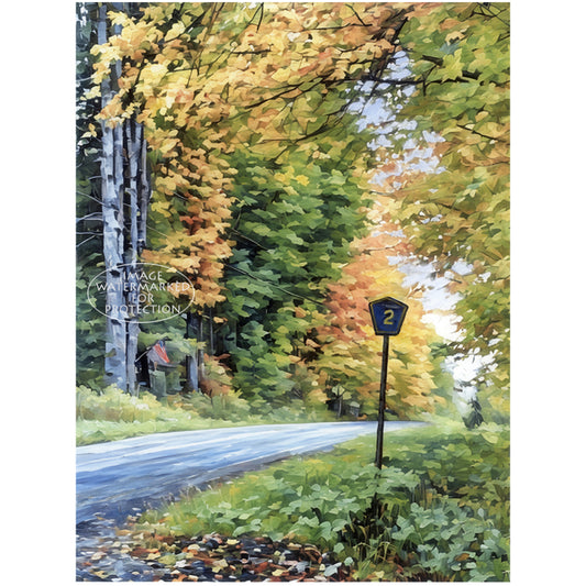 Original Art "Rte 2 Autumn" by Doris Wilbur. Finest Quality Limited Edition Print made with archival materials, autumn scene, fall color