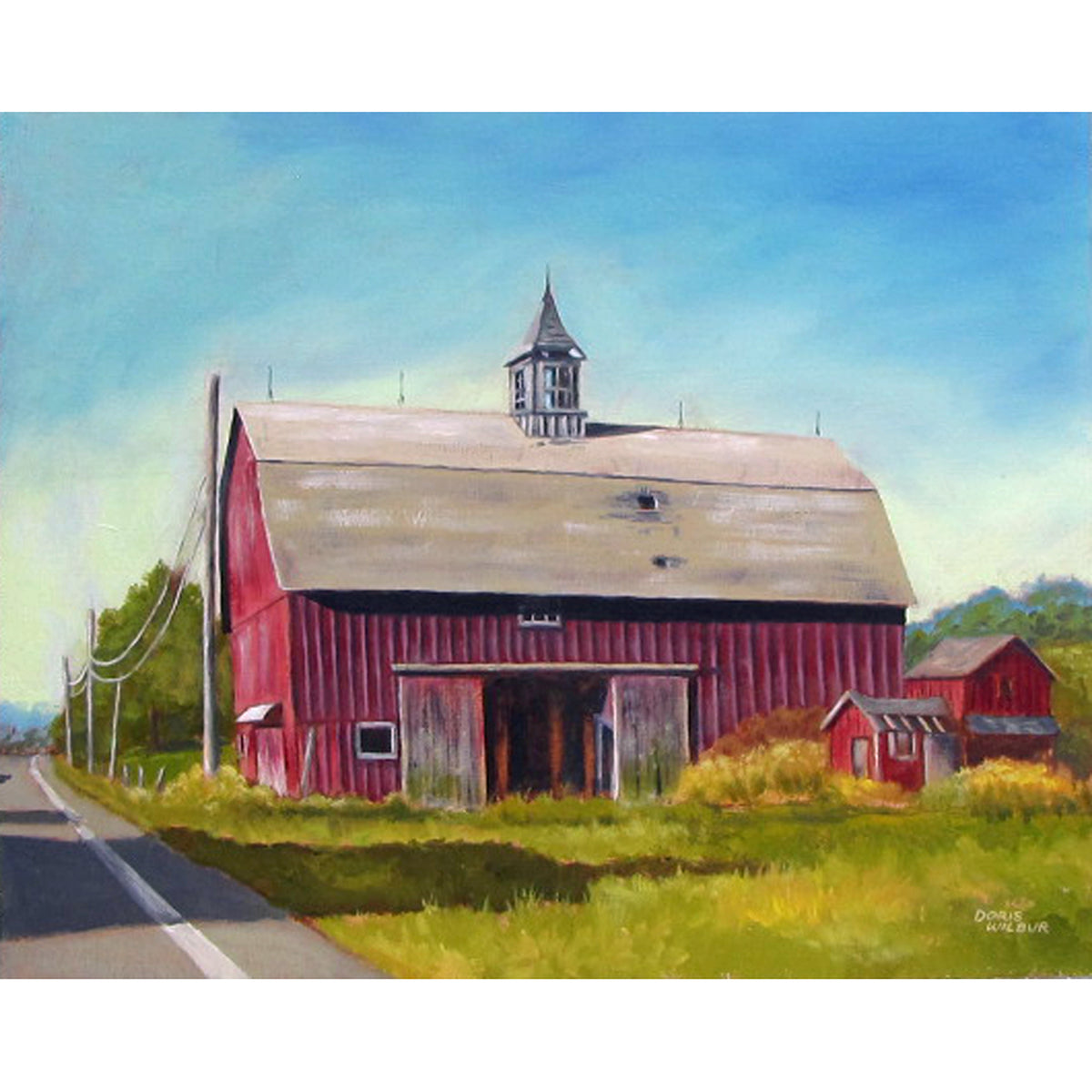 Barn Art by Doris Wilbur-Artist, "Tioughnioga River Barn", Country Roads, Farmhouse Decor, Old Barn, Print of Original, Dairy Barn, Rustic